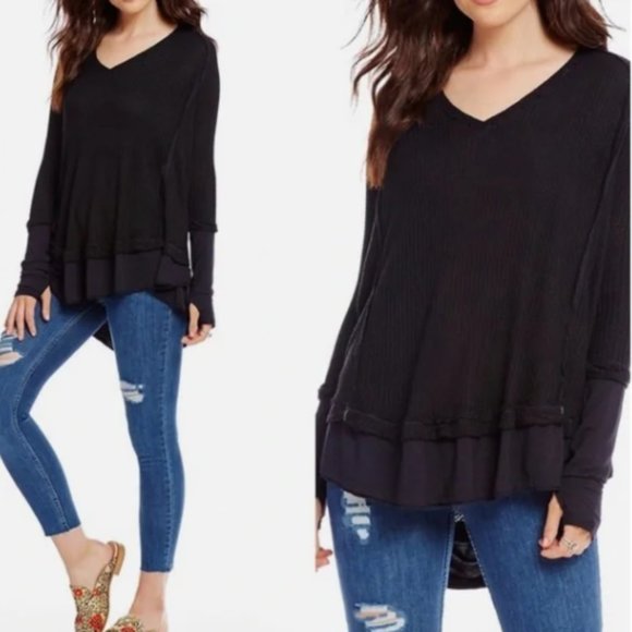 Free People Laguna Waffle Thermal XS Oversized - Picture 2 of 8